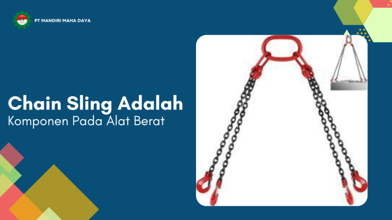 banner berwarna biru menjelaskan chain sling adalah