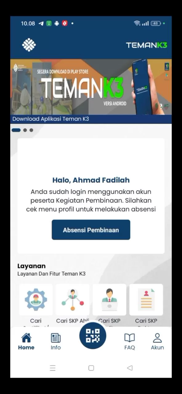 cara melakukan absensi di aplikasi temank3 langkah 4