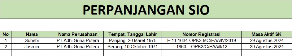 perpanjangan sio crane