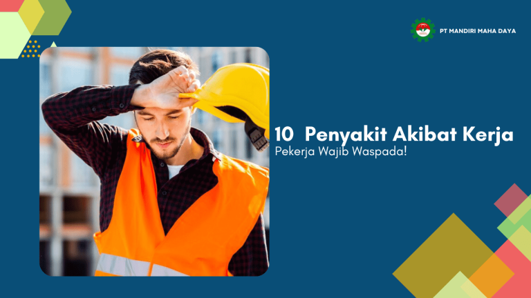 flyer berwarna biru untuk 10 penyakit akibat kerja