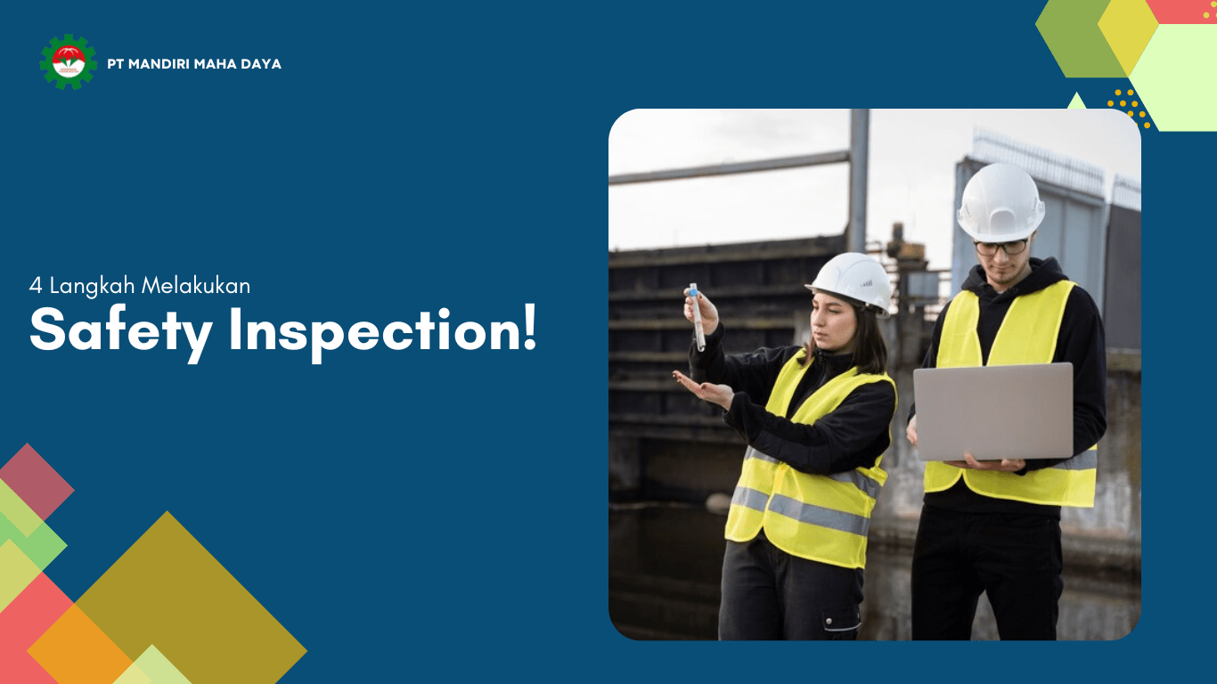 flyer berwarna biru untuk artikel 4 langkah melakukan safety inspection