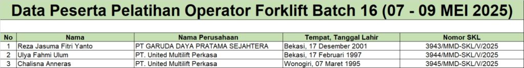 SKL op Forklift B16