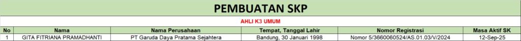 SKP Ahli K3 Umum