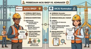 Perbedaan AK3U BNSP dan Kemnaker