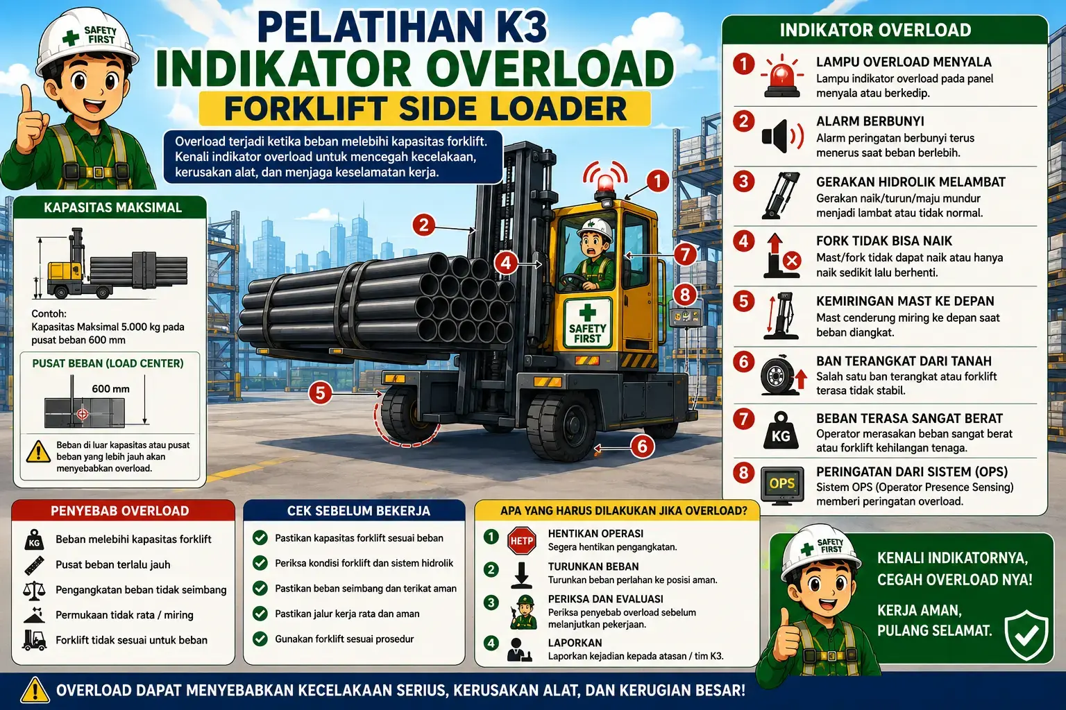 Kapasitas Angkat untuk Forklift Elektrik 3 Ton