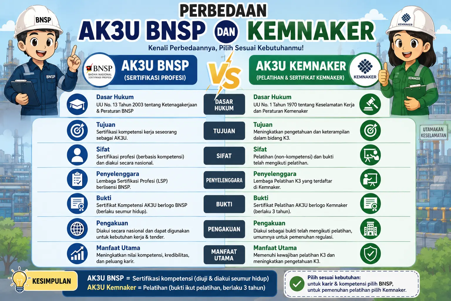 Perbedaan AK3U BNSP dan Kemnaker