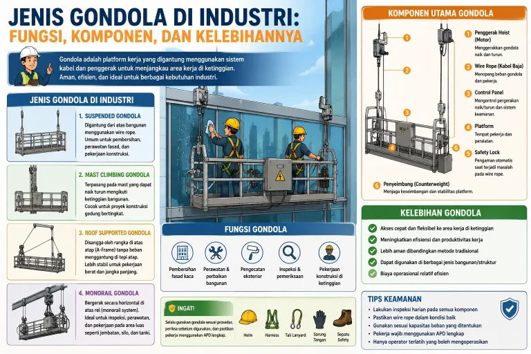 Jenis-Jenis Gondola di Industri: Fungsi, Komponen, dan Kelebihannya 20 Jenis Gondola