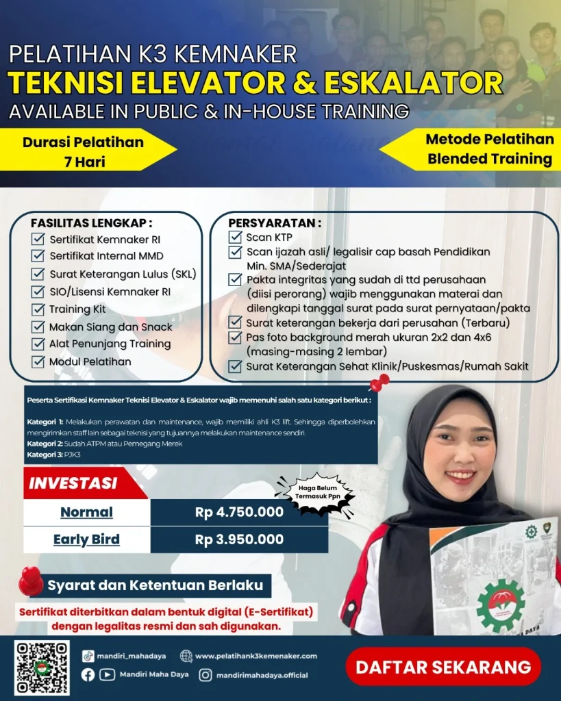 Pelatihan K3 Elevator & Eskalator Kemnaker RI 1