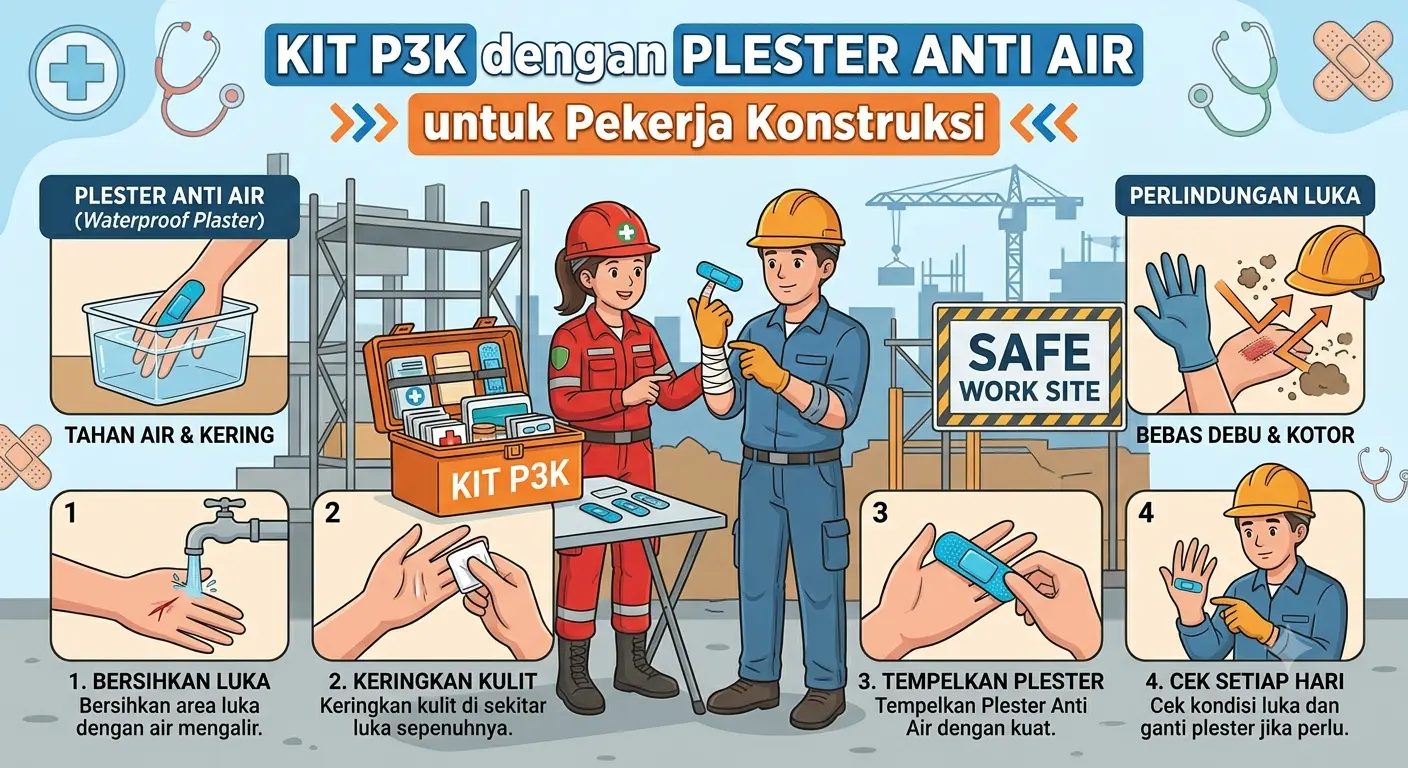 Kit P3K dengan Plester Anti Air untuk Pekerja Konstruksi 1 Kit P3K
